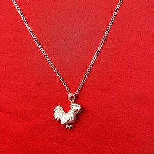 925 Sterling Silver Rooster‎ Charm Pendant and chain necklace